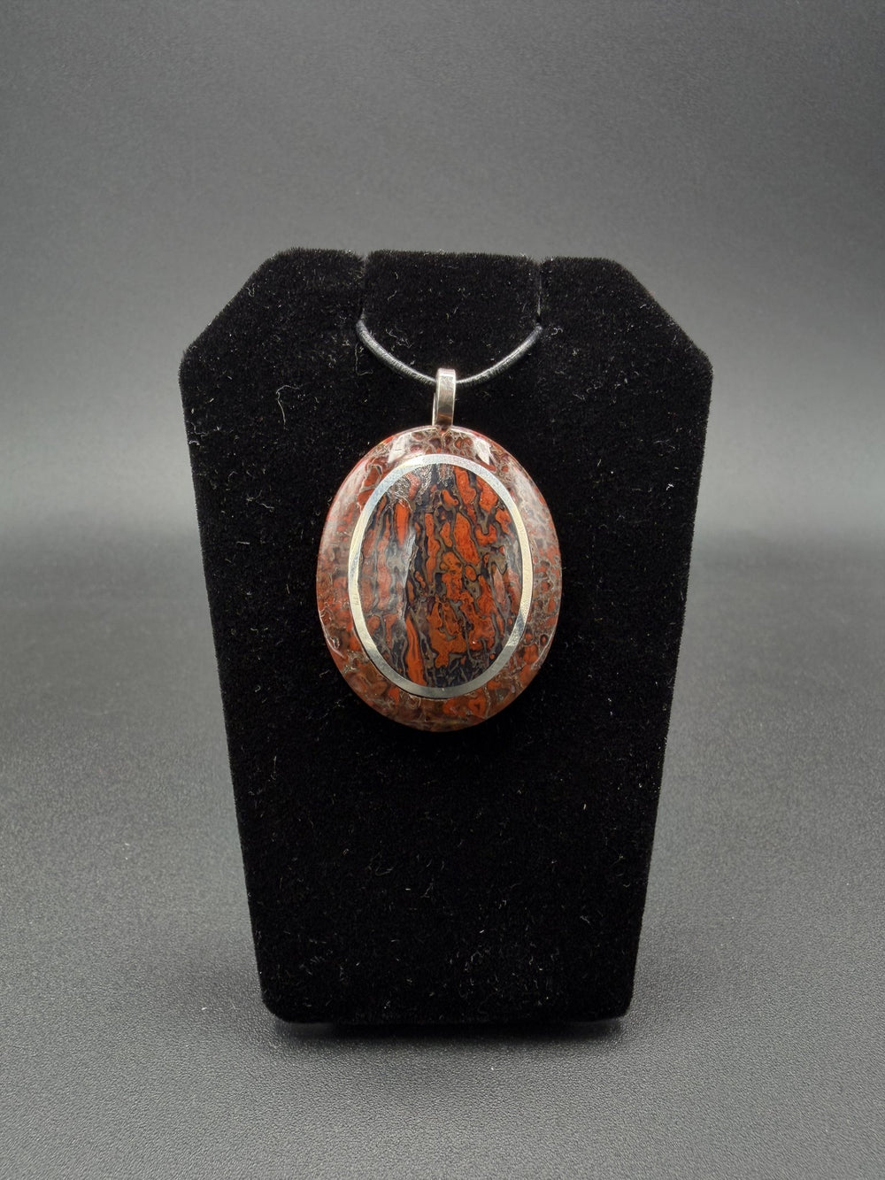 Dinosaur Gem Bone Pendant (Silver-Inlaid)