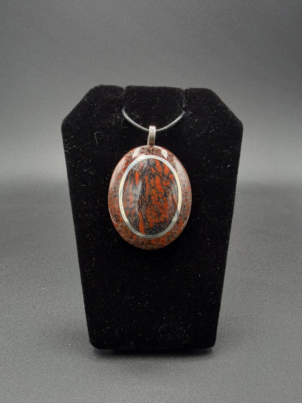 Dinosaur Gem Bone Pendant (Silver-Inlaid)